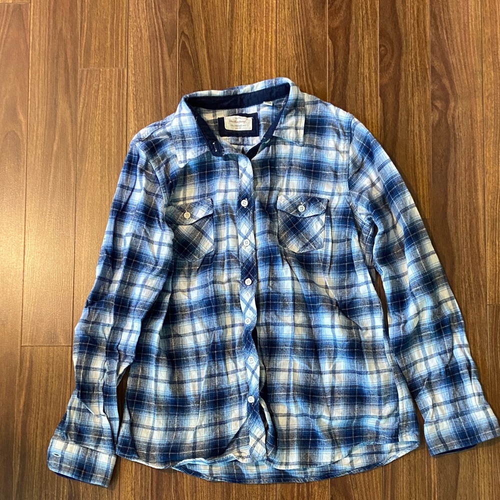 Weatherproof Blue and White Plaid Button Down Shirt
